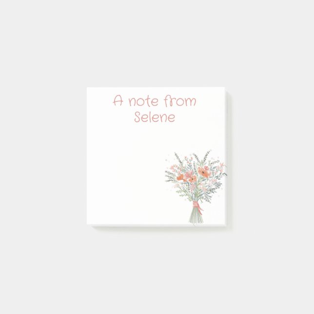 A Note from Custom Floral Post-It Notes (Front)