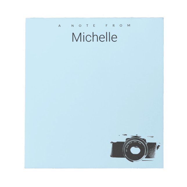 A Note from Custom Name Photographer camera blue (Front)