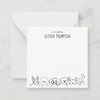 A Note From Cute Dog Animal Sketch Note Card