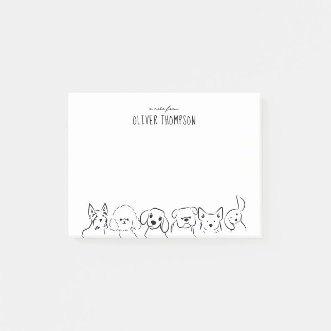 A Note From Cute Dog Animal Sketch Post-it Notes (Front)