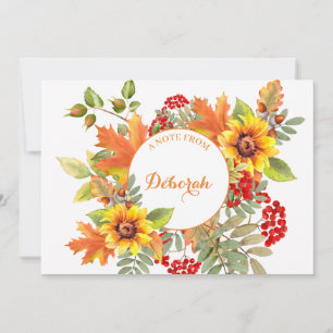 A Note From Elegant Watercolor Autumn Floral Card