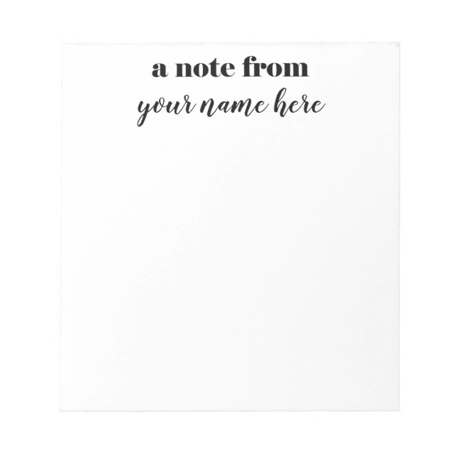 A Note From Personalised Notepad (Front)