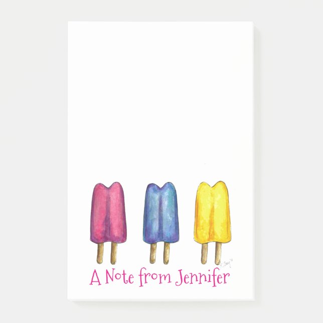 A Note From Personalised Popsicle Twin Pop Post It (Front)