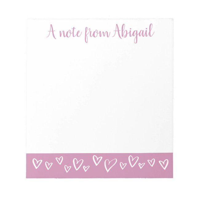 A note from Personalised Stationery Hearts Lilac (Front)