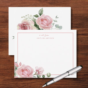 A Note From Pink Rose Floral Note Card