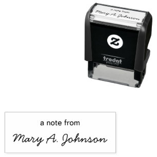 a note from Script Signature Cursive Name Self-inking Stamp