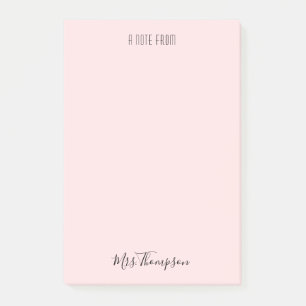 A Note From Teacher Blush Pink Minimalist Name