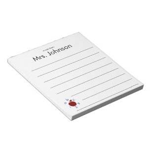 A Note from Teacher Name 123 ABC Apple Lined