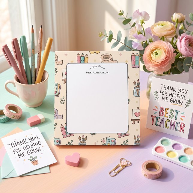 A note from Teacher Pastel Pattern Notepad (Creator Uploaded)