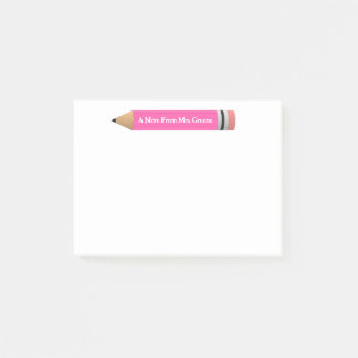 A Note from Teacher Pink Pencil Post It Note