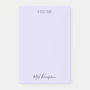 A Note From Teacher Purple Name Post It Notes