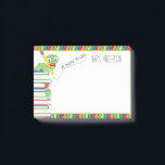 A Note From Teacher with a Bookworm<br><div class="desc">This Post-it® Note pad features a graphic of cute bookworm sitting top of a stack of books. The Post-it® note is accented with primary coloured stripes on the top and bottom. The top of the pad reads "A NOTE FROM" with customisable text for the teacher's name. This would make a...</div>