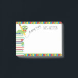 A Note From Teacher with a Bookworm<br><div class="desc">This Post-it® Note pad features a graphic of cute bookworm sitting top of a stack of books. The Post-it® note is accented with primary coloured stripes on the top and bottom. The top of the pad reads "A NOTE FROM" with customisable text for the teacher's name. This would make a...</div>