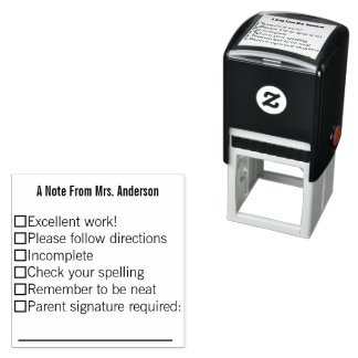 A Note From Teacher's Name Text Template Self-inking Stamp