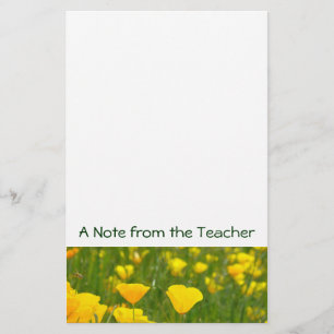 A Note from the Teacher Stationery Poppy Flowers