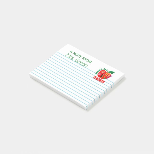 A Note From Worlds Best Teacher Personalised Apple (Angled)