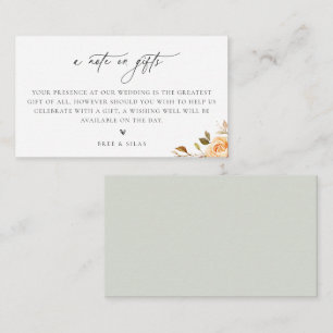 A Note On Gifts Fall Floral Wedding Enclosure Card