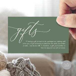 A note on gifts, honeymoon fund cash enclosure card