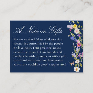 A Note On Gifts Honeymoon Fund Wildflower Wedding Enclosure Card