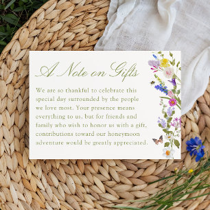 A Note On Gifts Honeymoon Fund Wildflower Wedding Enclosure Card