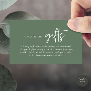 A note on gifts, Honeymoon Wish Fund Cash Enclosure Card