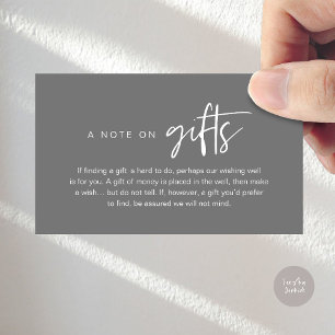 A note on gifts, Honeymoon Wish Fund Cash Enclosure Card