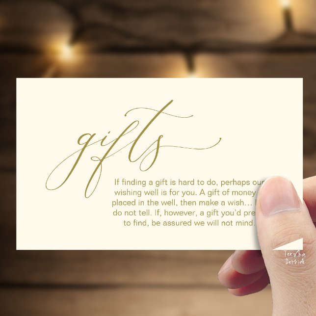 A Note On Gifts, Honeymoon Wish Wishing Well, Fund Enclosure Card (Honeymoon Fund Wishing Well, Wish, A Note On Gifts Enclosure Card in Yellow Gold)