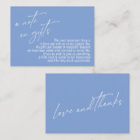 A Note on Gifts Modern Elegant Wedding Periwinkle