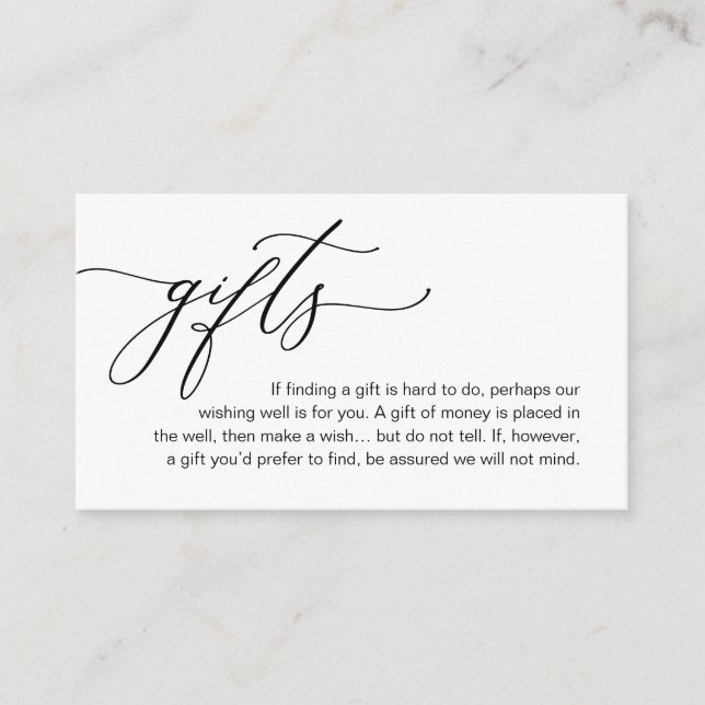 A Note On Gifts, Modern Romantic Elegance Wedding Enclosure Card (Front)