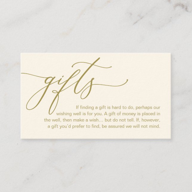 A Note On Gifts, Modern Romantic Elegance Wedding Enclosure Card (Front)