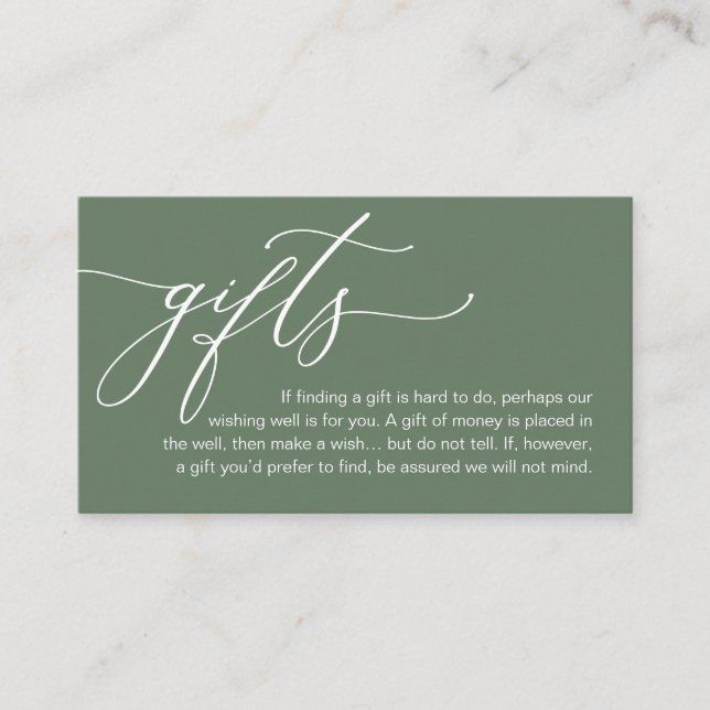 A Note On Gifts, Modern Romantic Elegance Wedding Enclosure Card (Front)
