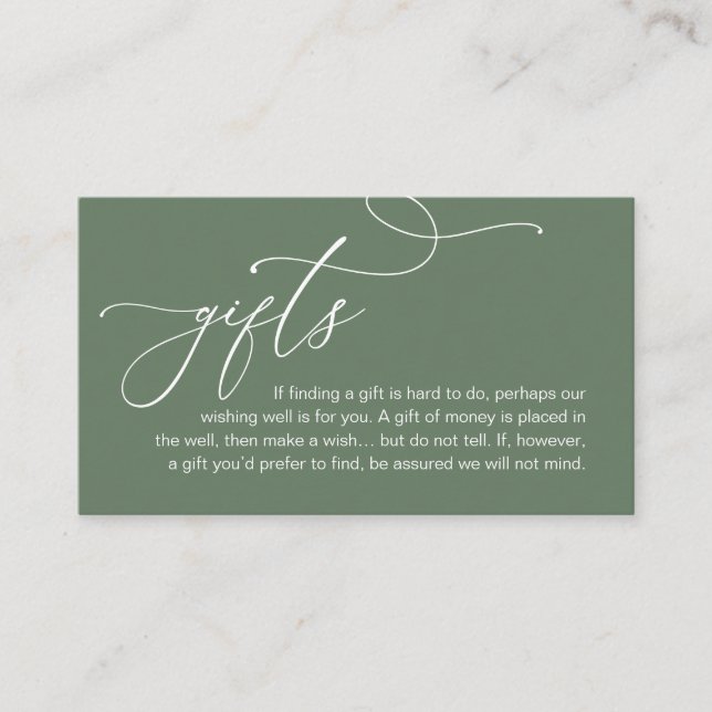 A Note On Gifts, Modern Romantic Elegant Wedding Enclosure Card (Front)