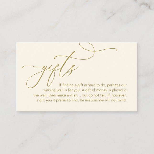 A Note On Gifts, Modern Romantic Elegant Wedding Enclosure Card (Front)
