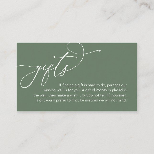 A Note On Gifts, Modern Romantic Elegant Wedding Enclosure Card (Front)