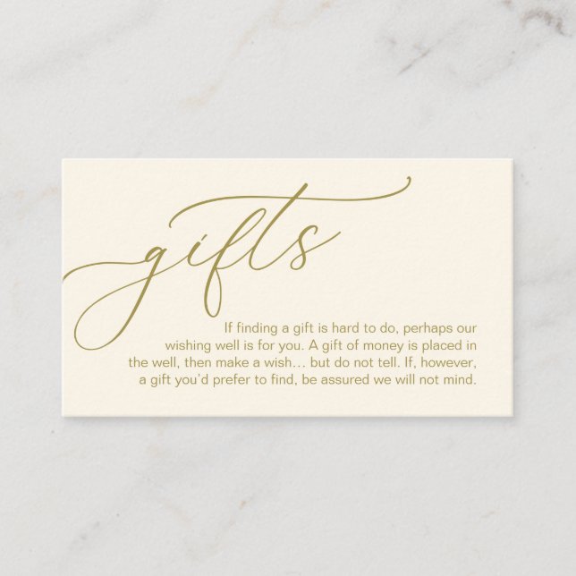 A Note On Gifts, Modern Romantic Elegant Wedding Enclosure Card (Front)