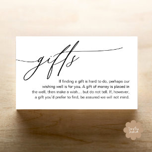 A Note On Gifts, Modern Romantic Elegant Wedding Enclosure Card