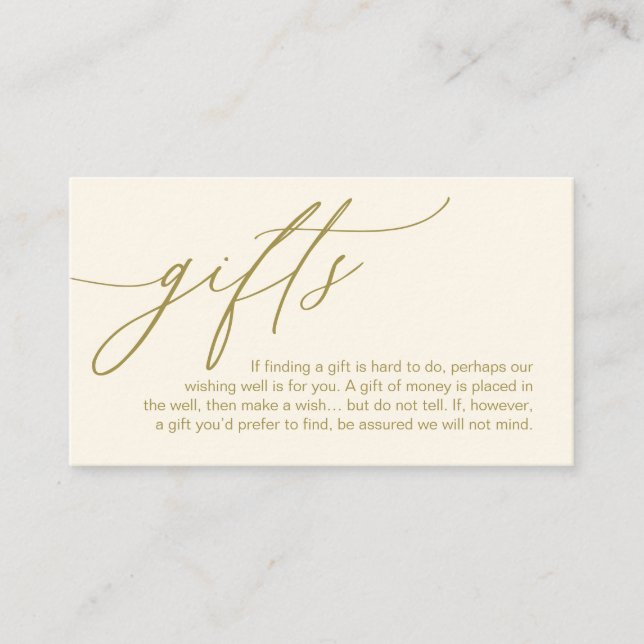 A Note On Gifts, Modern Romantic Elegant Wedding Enclosure Card (Front)