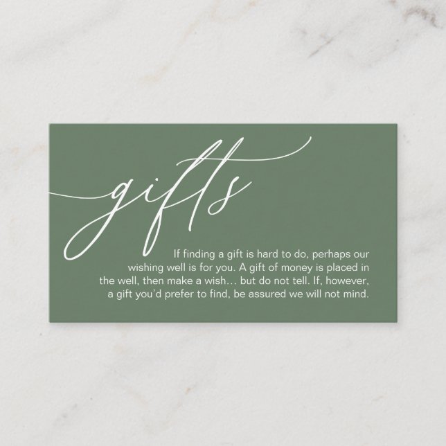 A Note On Gifts, Modern Romantic Elegant Wedding Enclosure Card (Front)
