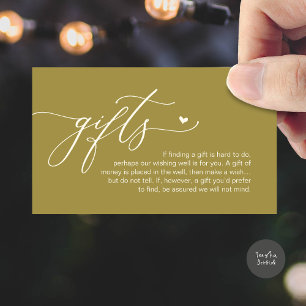 A note on gifts, Modern Romantic Wedding  Enclosure Card
