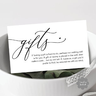 A note on gifts, Modern Romantic Wedding Enclosure Card