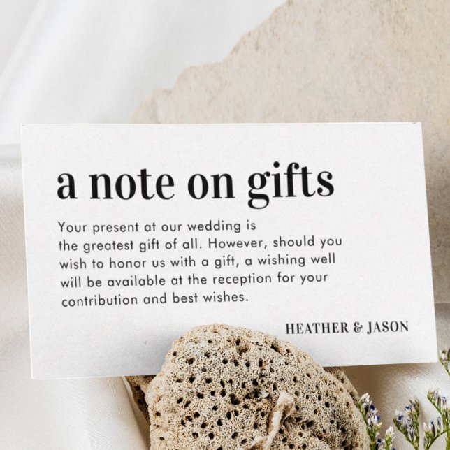A Note on Gifts Modern Wedding Wishing Well Enclosure Card (Creator Uploaded)