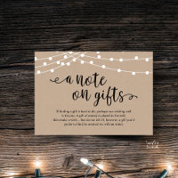 A Note On Gifts Rustic Wedding Kraft String Lights