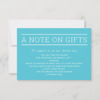 A NOTE ON GIFTS simple modern type turquoise blue