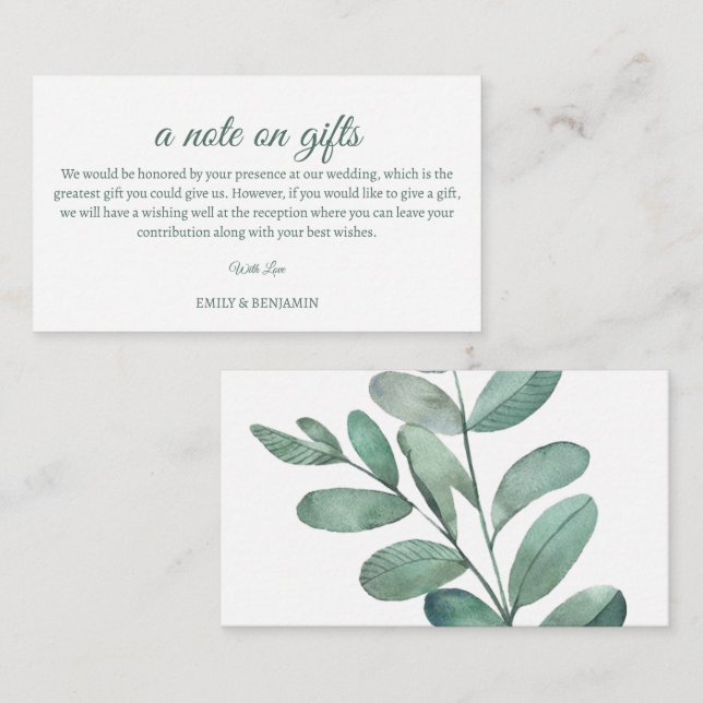 A Note On Gifts Wedding Enclosure Card (Front/Back)