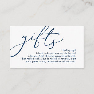 A note on gifts, wedding honeymoon wish enclosure card