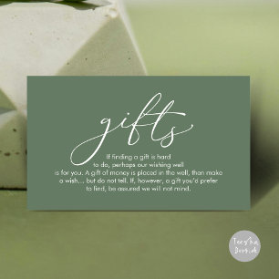 A note on gifts, wedding honeymoon wish enclosure card