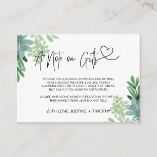 A Note on Gifts Wedding Wishing Well Succulent Enclosure Card