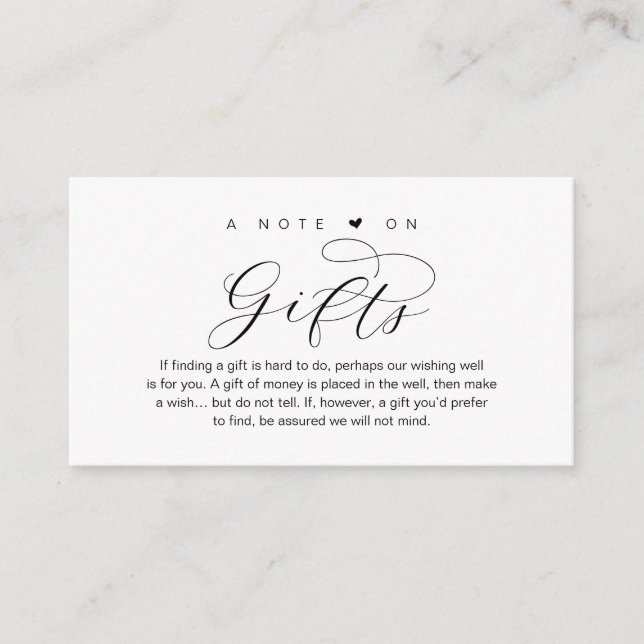 A Note On Wedding Gifts, Beautiful Elegance Luxury Enclosure Card (Front)