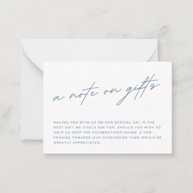 A Note on Wedding Gifts Card (Front)