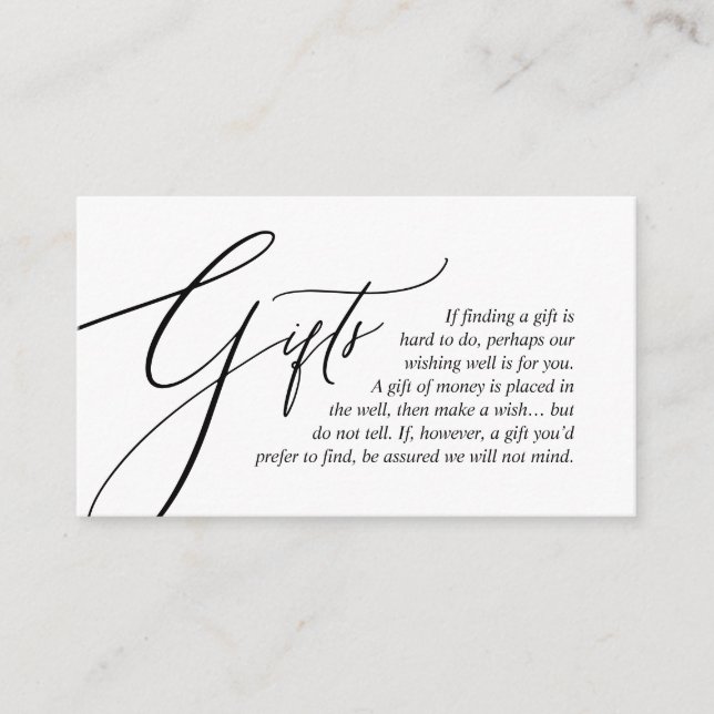 A Note On Wedding Gifts, Modern Elegant Enclosure Card (Front)
